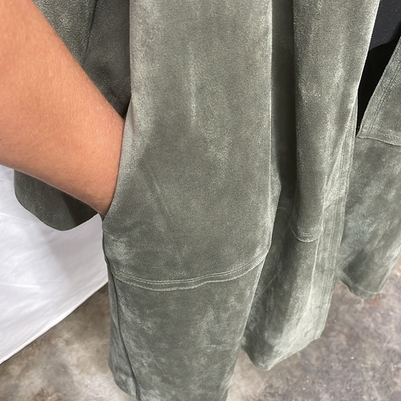 Philosophy moleskin/faux suede lightweight jacket w/scarf, size large, olive - Picture 3 of 13